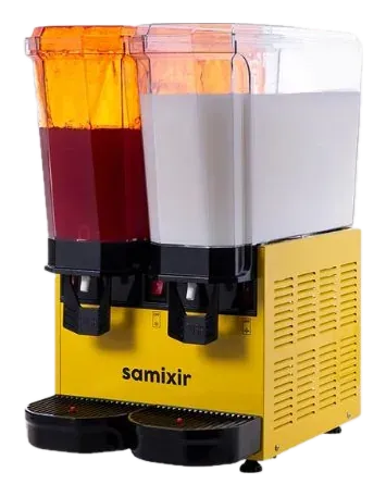 Samixir Twin Soğuk İçecek Dispenseri — 20+20 L fıskiyeli ve karıştırıcılı dispenser